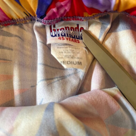 Vintage Granada Vibrant Tropical Palm Leaf Strapless Romper M - Picture 4 of 7